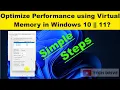 How to optimize performance Using Virtual memory in windows 11 10 8 7 - Quick Tutorial