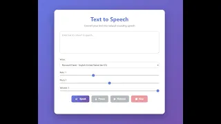 Text to Speech Converter HTML CSS JavaScript No Libraries