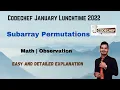 Subarray permutations Codechef January Lunchtime 2022 Math Observation CP