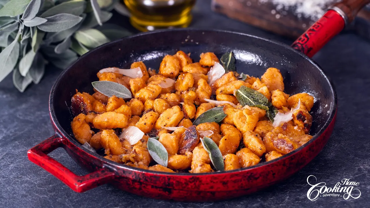 Homemade Sweet Potato Gnocchi - Garlic Butter Sage Fried Gnocchi