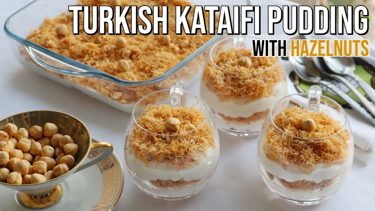 Turkish Pudding With Kataifi & Hazelnuts! Crunchy And Creamy - Gourmeturca