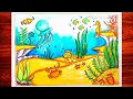 Underwater Sea Drawing How to Draw Underwater Scenery Easy Fish Scenery Step by step Fish Scenery