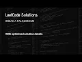 LeetCode Solutions - BREAK A PALINDROME