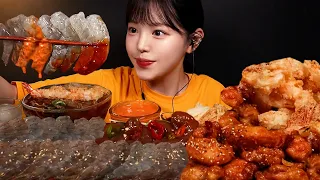 SUB)새우파티!🦐탱글오독 생새우회에 바삭한 새우치킨 새우튀김 간장새우까지 최애 다 모인 날 Shrimp Mukbang Asmr