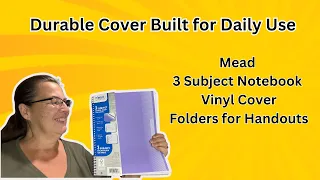 Mead 3 Subject Notebook Durable Vinyl Cover Pockets