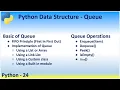 Python 24 Data Structure Queue FIFO Principle First In First Out Enqueue Dequeue Front Rear Peek