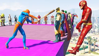 GTA 5: THAT WAS BRUTAL! SPIDER-MAN WITH A BASEBALL BAT vs SUPERHEROES! (Euphoria Physics) Ep.35