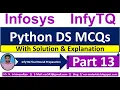 InfyTQ Python DS MCQs InfyTQ 2023 Python MCQs Python MCQs Solution Explanation Part-13