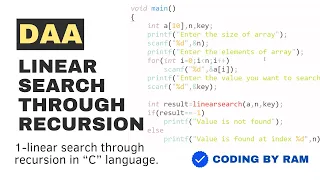 Linear Search through Recursion in c language linear search recursively calling simple code in c