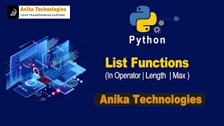 List Functions in Python Anika Technologies