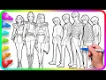 KPop Demon Hunters FanArt Coloring Process - SajaBoys vs Huntrix Satisfying Coloring Kpop