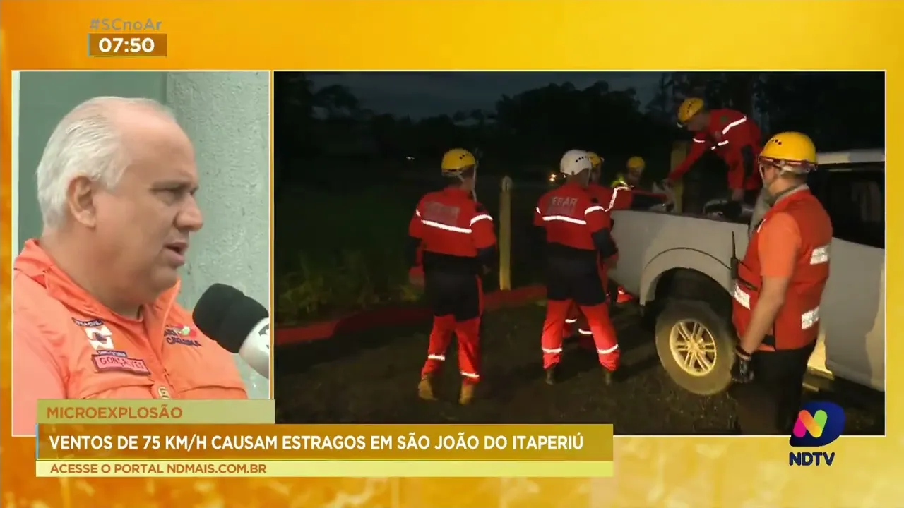 Defesa Civil contabiliza os prejuízos causados pelos ventos fortes em São João do Itaperiú