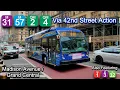 MTA NYCT Bus M31 M57 QM2 QM4 via 42nd Street Action Madison Avenue More