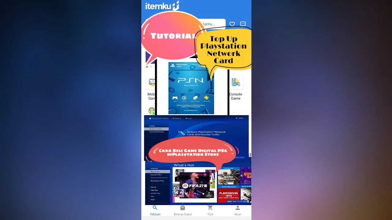 Cara beli Voucher Game PSN Playstation Network di Shopee