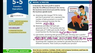 EnVision Algebra 2 Lesson 5-5 Function Operations - Model Discuss Examples 1 2