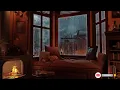 Cozy Reading Nook Ambience - Rain on Window & Thunder Sounds | Warm Fireplace