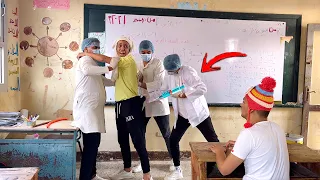 لما اخوك الصغير ياخد حقنه التطعيم في المدرسه ويهرب منهم 