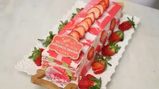 رولي بالفراولة خفيف ورطب كيدوب ف الفم! بعجينة جنواز ملونة ناجحة 100% بدون تكسر 🍓✨