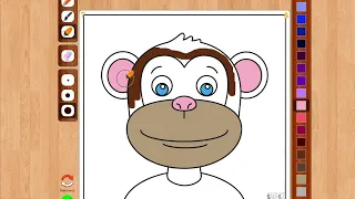 Color a Cute Monkey with Me Easy Fun Digital SuperColoring Page