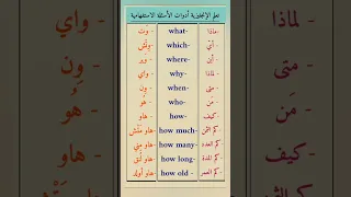 ادوات الاستفهام باللغة الانجليزية 