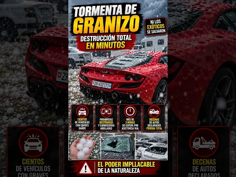 Desastre natural: Fuerte granizada destruye parabrisas y deja decenas de autos en pérdida total
