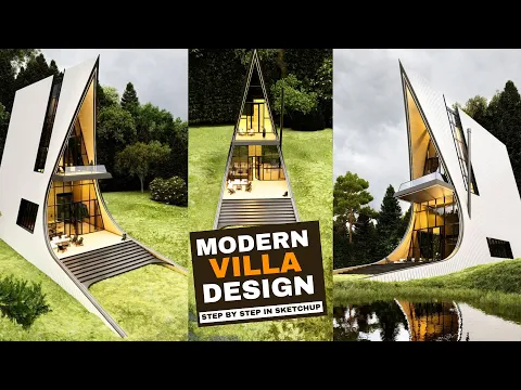Modern Villa design step by step in SketchUp! — Nice Tower SketchUp tutorial