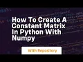 how to create a constant matrix in python with numpy