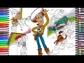 Buzz Lightyear Coloring pages TOY STORY 4 coloring book how to draw woody Jessie Slinky Dog Bullseye