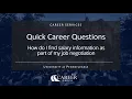 Quick Career Questions - how to find salary information as part of your job offer negotiation