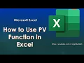 How to Use PV Function in Excel Financial Functions Present Value