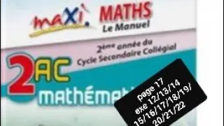 Maxi Maths 2ac Page 17 Exercices 12 13 14 15 16 17 18 19 20 21 Et 22 