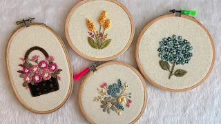 4 VERY EASY HAND EMBROIDERY DESIGNS FOR BEGINNERS ❣️DIY 3D Hand Embroidery Flowers Tutorial 