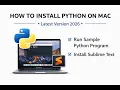 Install Python on MAC Latest Python Version 2026 Run Python Sample Program Using Sublime Text