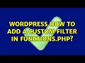 Wordpress How to add a custom filter in functions php