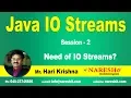 IO Streams Session 2 Need of IO Streams Core Java Tutorials Mr Hari Krishna