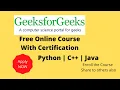 Free Online Courses with Certificate By GeeksForGeeks Python C Java