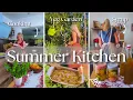 Summer Days in the Kitchen inTHEmiddle of cooking from the Garden Mint Syrup Sausage Pickles