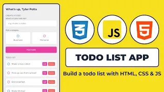 Build a Todo List App in HTML CSS JavaScript with LocalStorage in 2022 JavaScript for Beginners