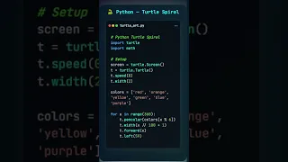 Spiral Design using Python Turtle Python Turtle developer Viral Short Coding Papa