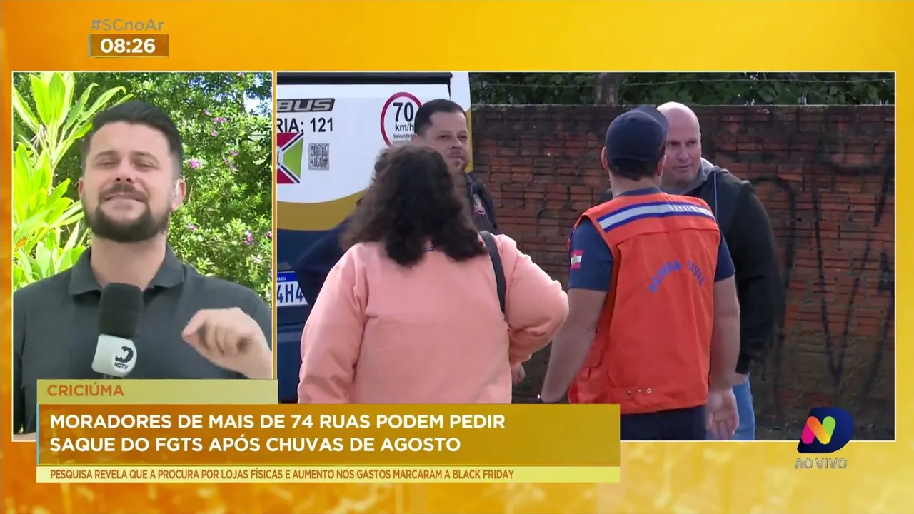 Governo libera saque do FGTS aos moradores de Criciúma pelas chuvas das últimas semanas