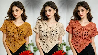 ⛔️ Uffff!! Quieres TEJER un poncho/BLUSA elegante prueba este PATRÓN gratís pasó a pasó. 😱