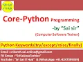 Python Keywords Python try Keyword Python except Keyword Python raise Keyword finally
