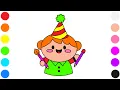 Birt ay Party Coloring Page for Kids Fun Cute Celebration Art