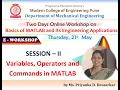 SESSION II - VARIABLES OPERATORS AND COMMANDS IN MATLAB