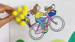 Bicycle flying in the sky with balloons