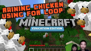 How to Code MINECRAFT RAINING CHICKEN USING FOR LOOP in Minecraft Education Edition with PYTHON