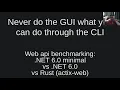 Web api benchmarking NET 6 0 minimal vs NET 6 0 vs Rust actix-web