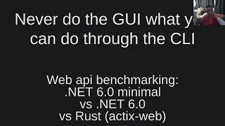 Web api benchmarking NET 6 0 minimal vs NET 6 0 vs Rust actix-web