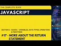 More about return statement in JavaScript Hindi JavaScript The Complete Guide