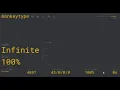 Infinite WPM in typing test monkeytype
